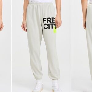 Free City Light Gray Sweatpants with Neon Accent